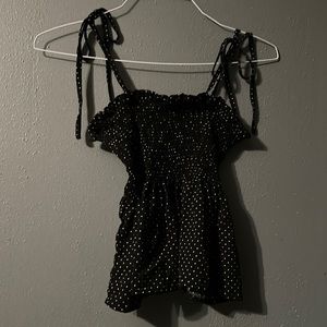Black with white polka dots tie tube top